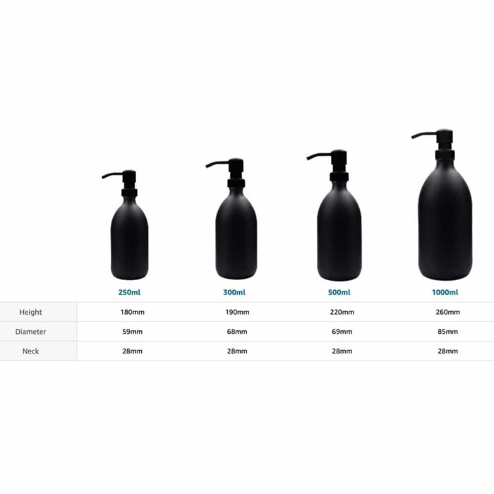 Kuishi Black Soap Dispenser size chart