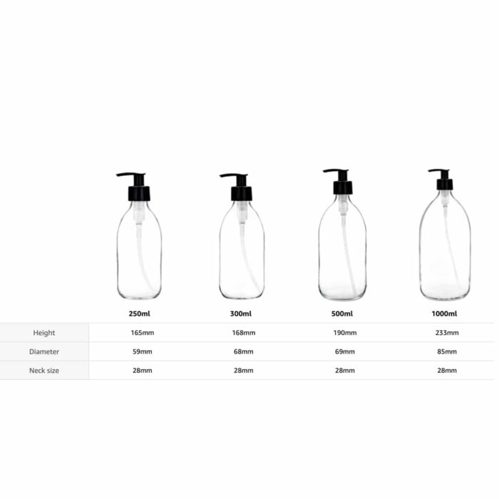 Clear Soap Dispenser size chart