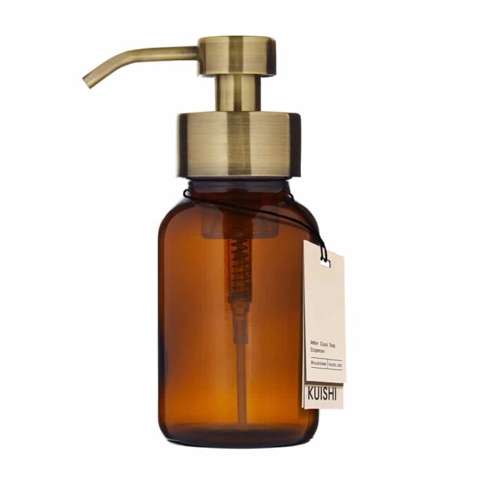 Amber Foam Dispenser Bottle with Gold Top 1