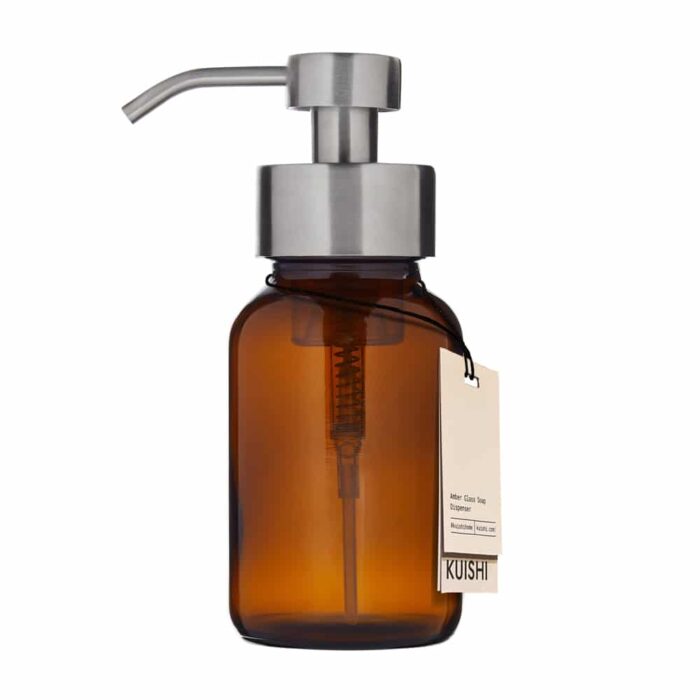 Amber Foam Dispenser Bottle with Silver Top 1